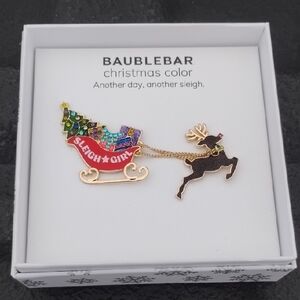 BaubleBar Colorful Sleigh and Reindeer Brooch